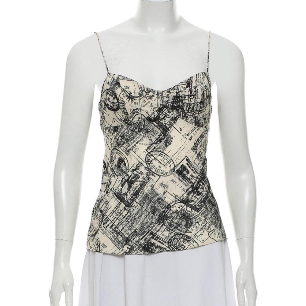 Diane von Furstenberg Silk Postal Print Camisole- Size XS